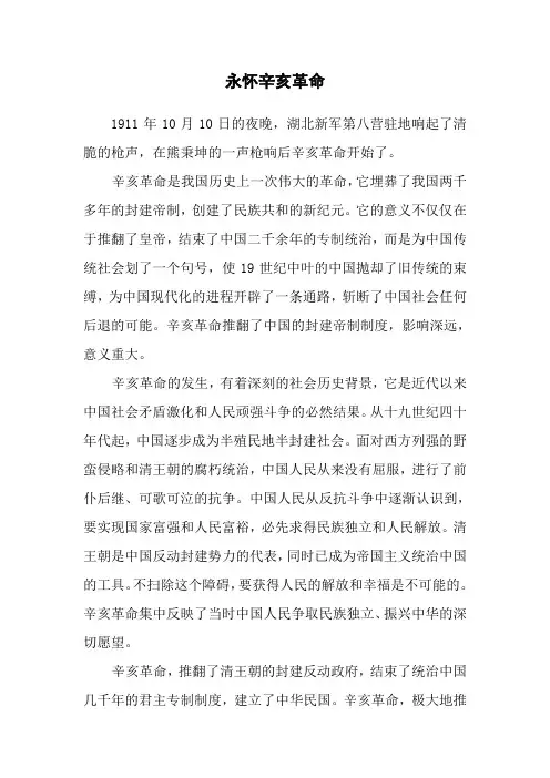 辛亥革命小论文