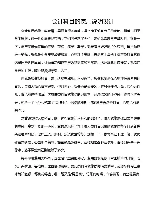 会计科目的使用说明设计