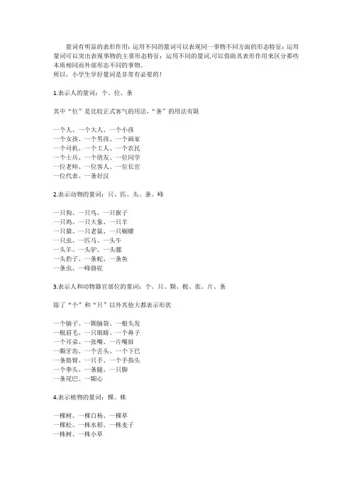 小学量词使用大全