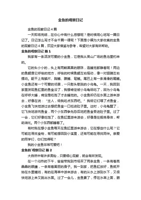 金鱼的观察日记4篇