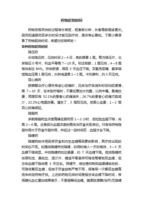 药物起效时间