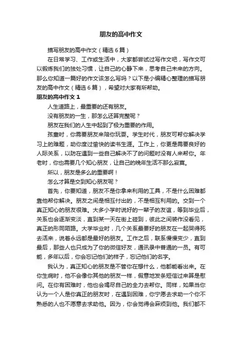 描写朋友的高中作文（精选6篇）