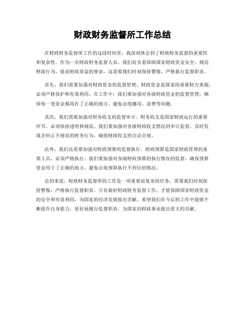 财政财务监督所工作总结