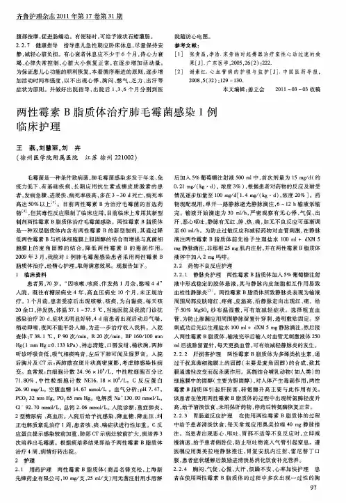 两性霉素B脂质体治疗肺毛霉菌感染1例临床护理