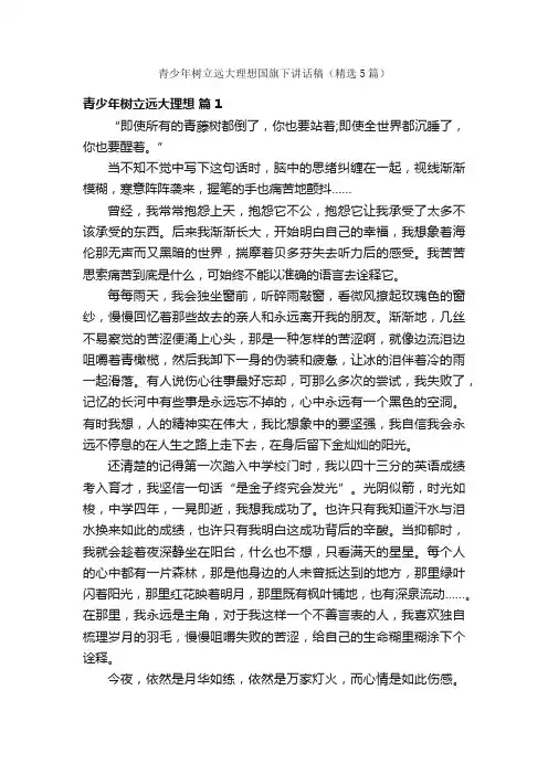 青少年树立远大理想国旗下讲话稿（精选5篇）