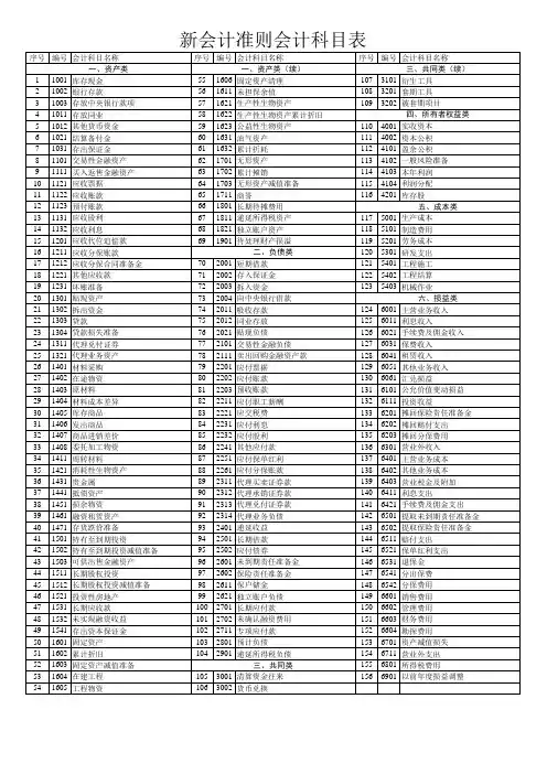 会计科目代码