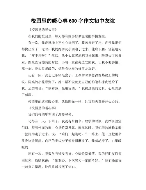 校园里的暖心事600字作文初中友谊