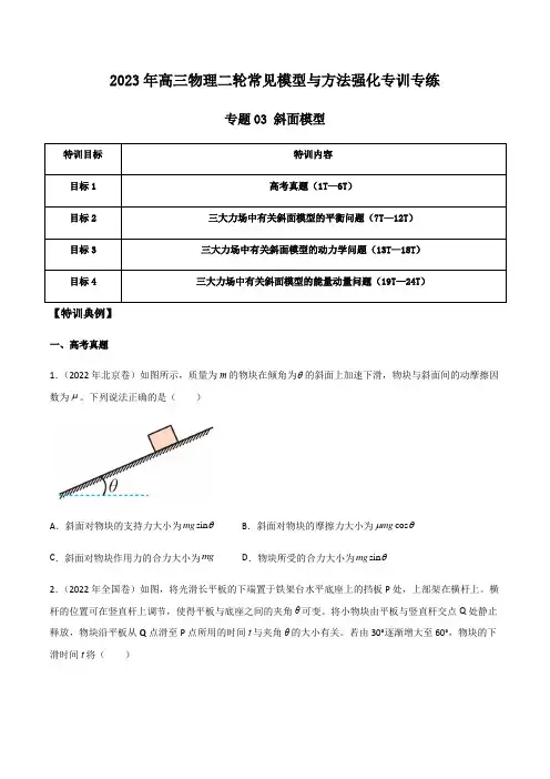 专题03 斜面模型(原卷版)