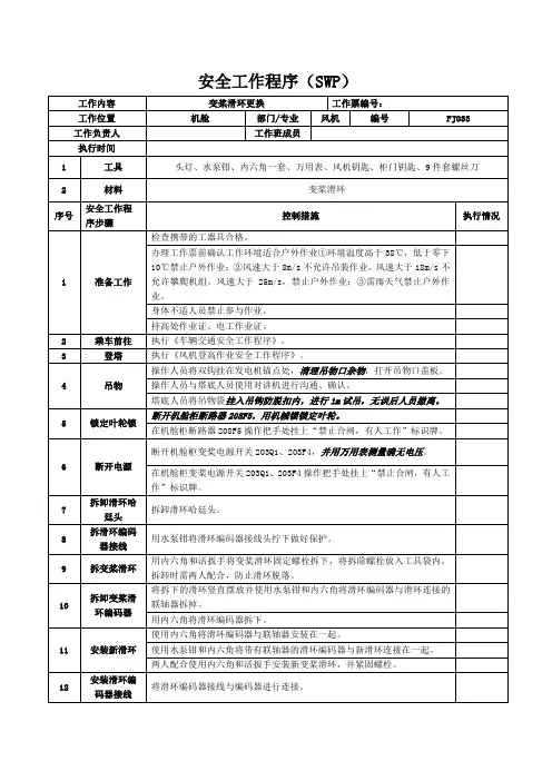 风机变桨滑环更换SWP