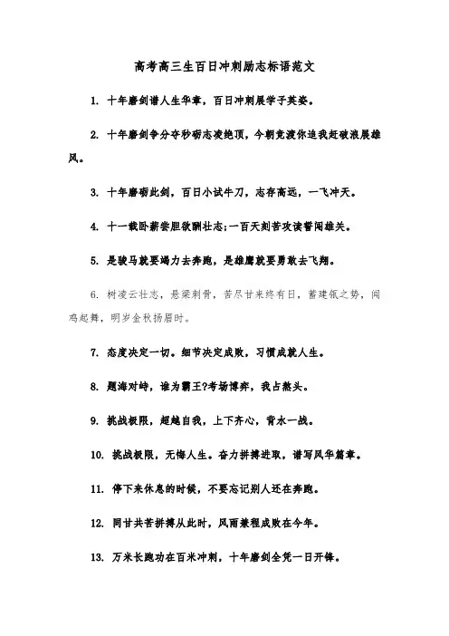 高考高三生百日冲刺励志标语范文（2篇）