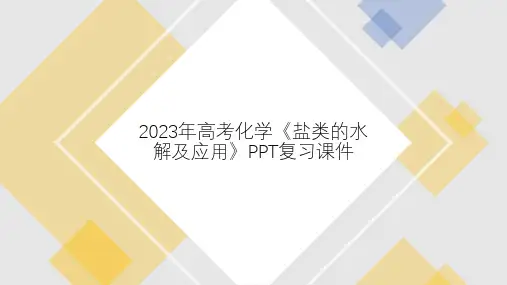 2023年高考化学《盐类的水解及应用》PPT复习课件