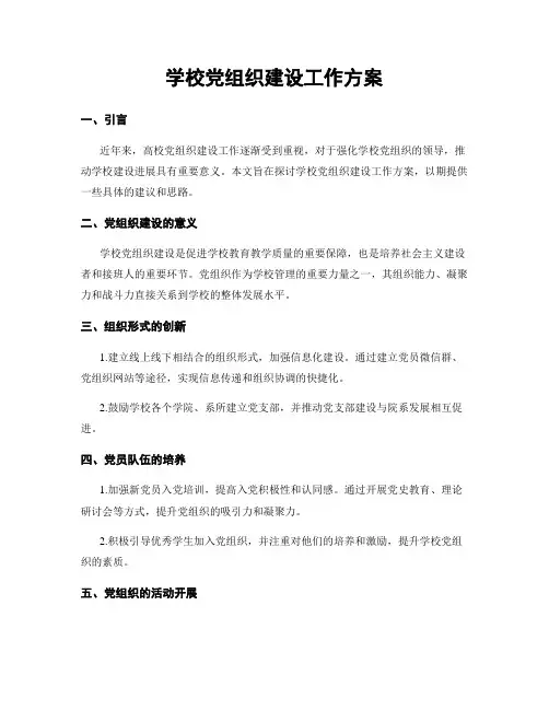 学校党组织建设工作方案