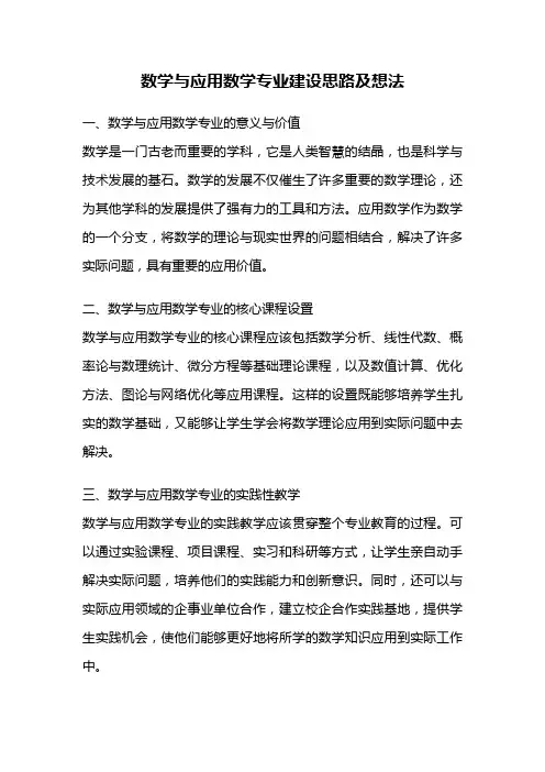 数学与应用数学专业建设思路及想法