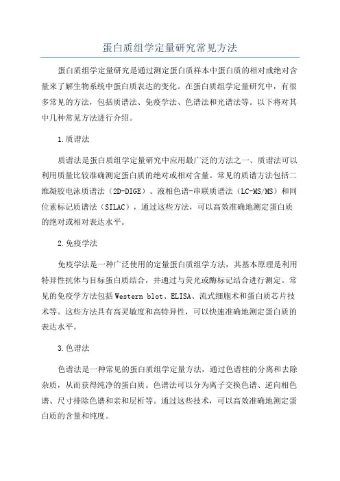 蛋白质组学定量研究常见方法