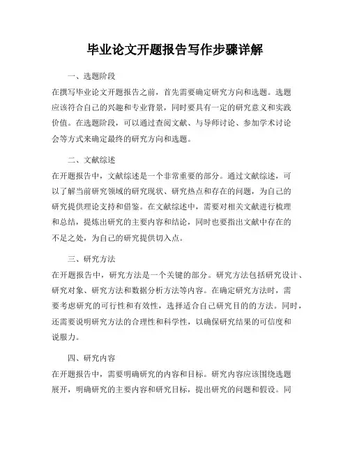 毕业论文开题报告写作步骤详解