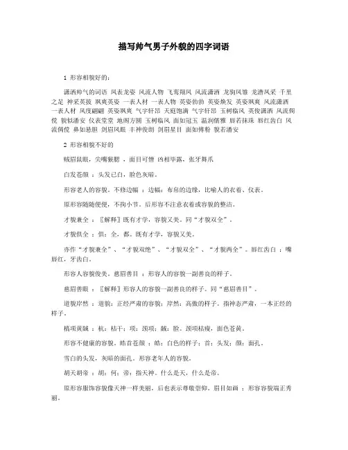 描写帅气男子外貌的四字词语