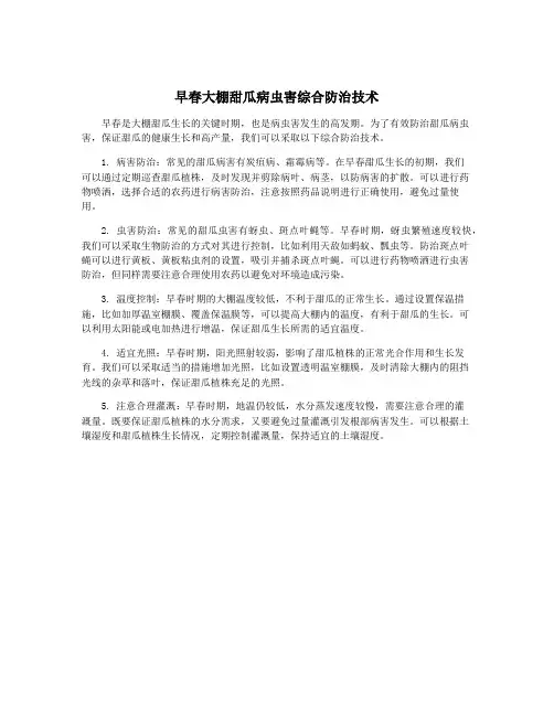 早春大棚甜瓜病虫害综合防治技术