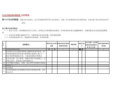 企业内部控制合同管理调研表