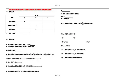 2021年高三数学一轮复习 导数及其应用 第15课时 导数概念及运算