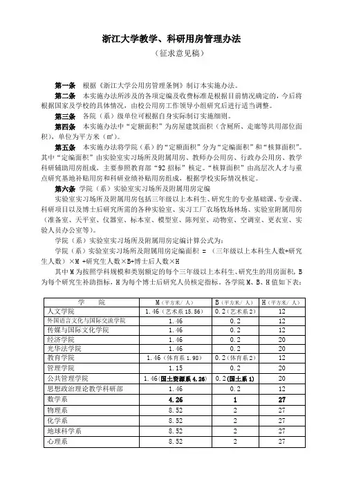 浙江大学教学、科研用房管理办法