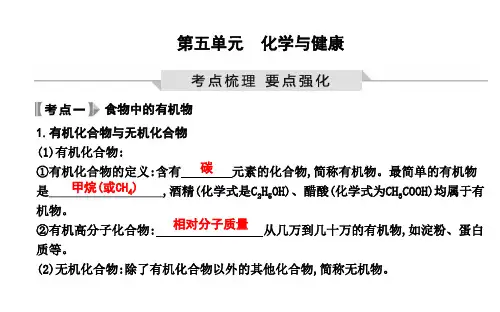 鲁教版2023年中考化学基础知识梳理九年级全一册第五单元 化学与健康