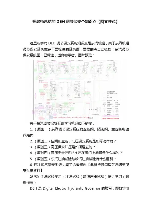 杨老师总结的DEH调节保安个知识点【图文并茂】