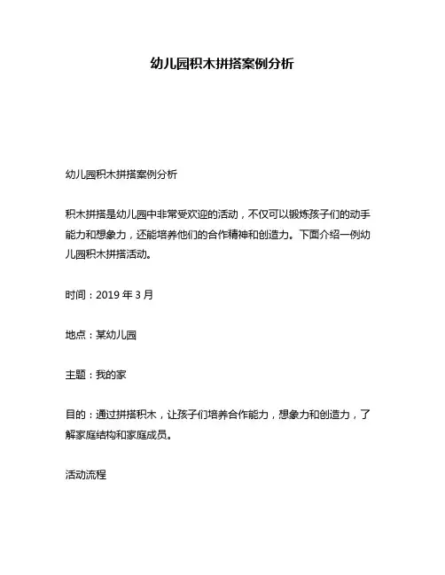 幼儿园积木拼搭案例分析