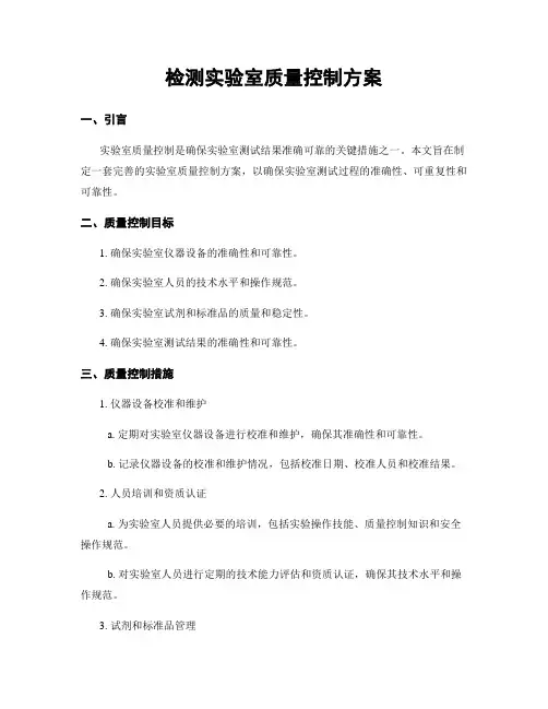 检测实验室质量控制方案