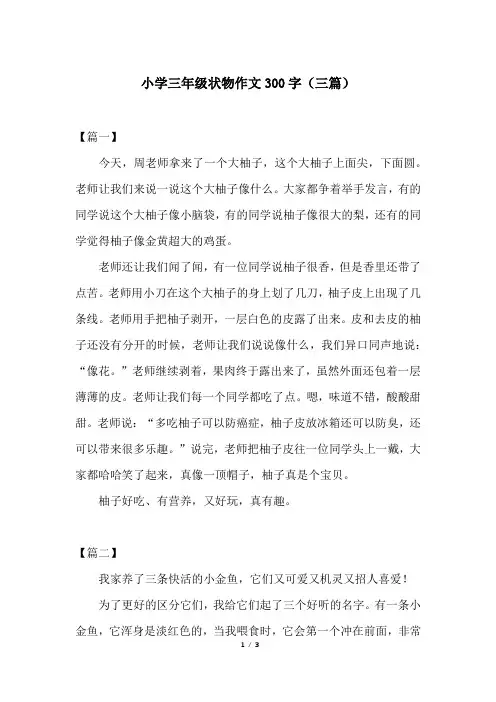 小学三年级状物作文300字(三篇)