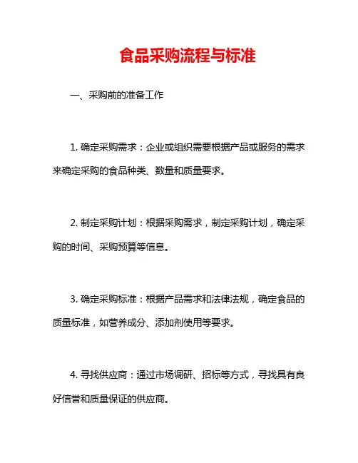 食品采购流程与标准