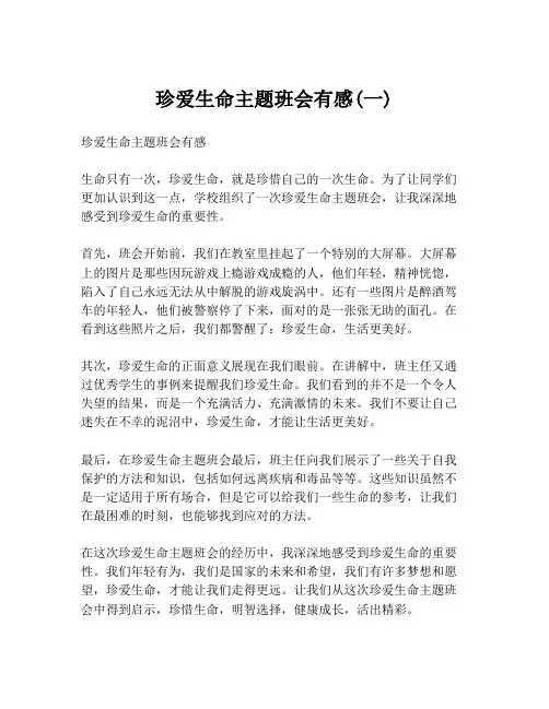 珍爱生命主题班会有感(一)