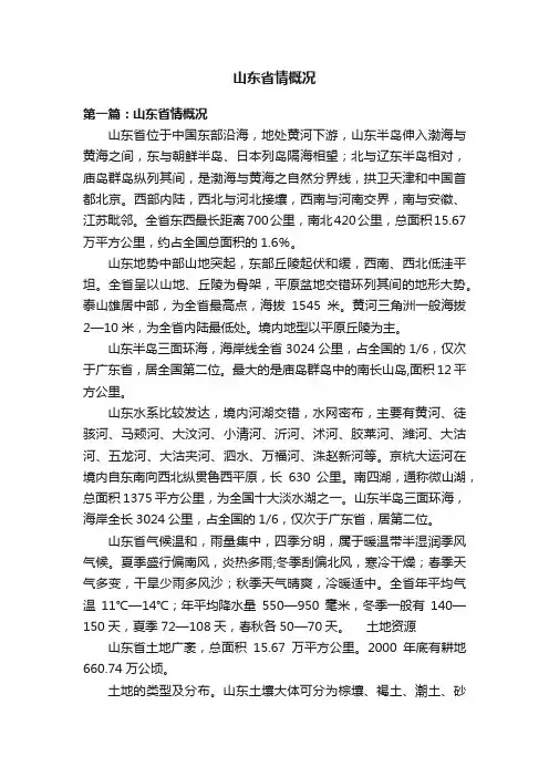 山东省情概况