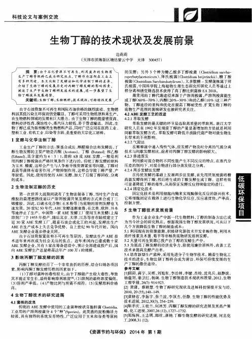 生物丁醇的技术现状及发展前景
