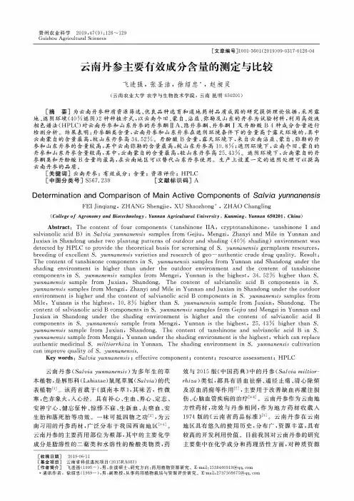 云南丹参主要有效成分含量的测定与比较