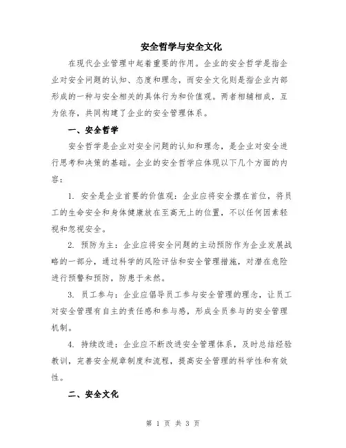 安全哲学与安全文化