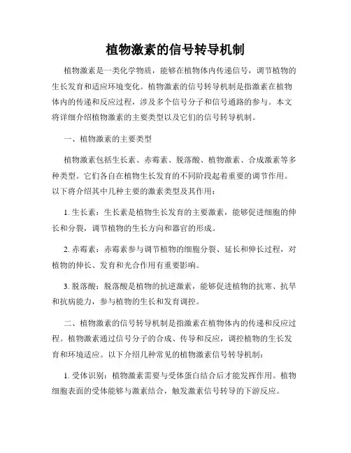 植物激素的信号转导机制