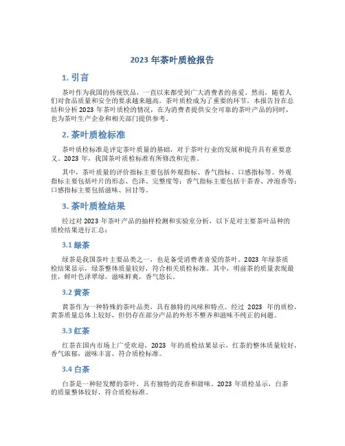 2023年茶叶质检报告
