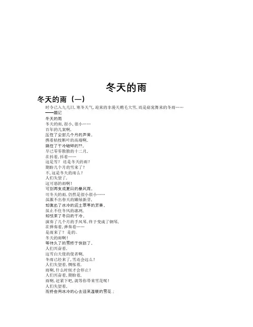 冬天的雨作文共九篇