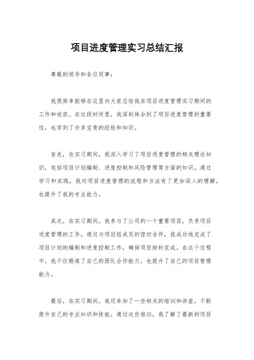 项目进度管理实习总结汇报