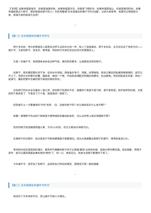 五年级难忘的端午节作文6篇
