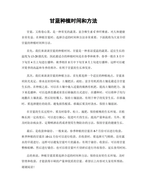甘蓝种植时间和方法