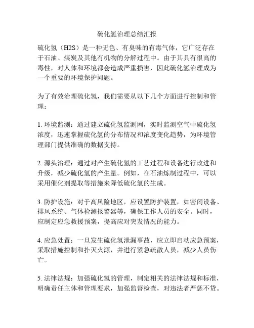 硫化氢治理总结汇报