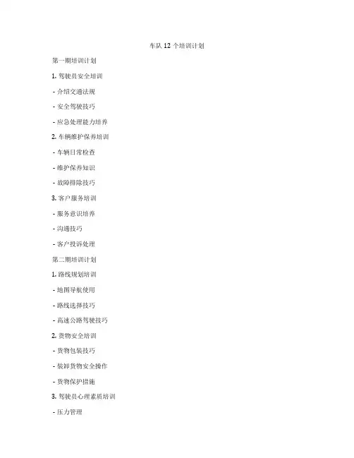 车队12个培训计划