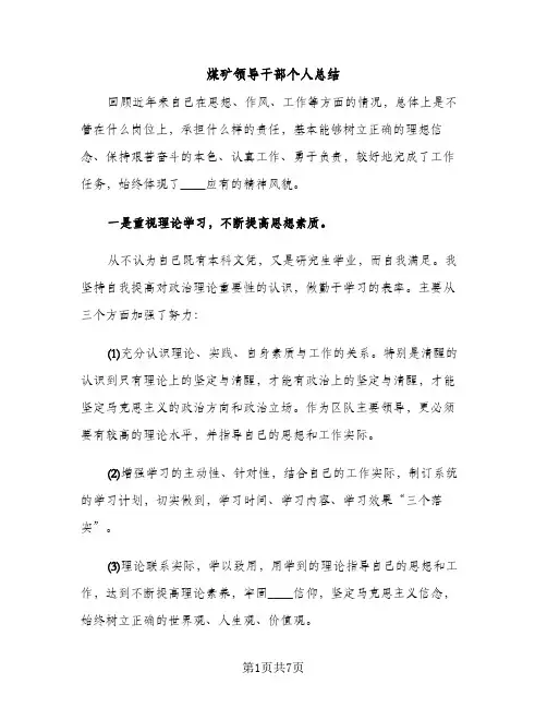 煤矿领导干部个人总结（2篇）