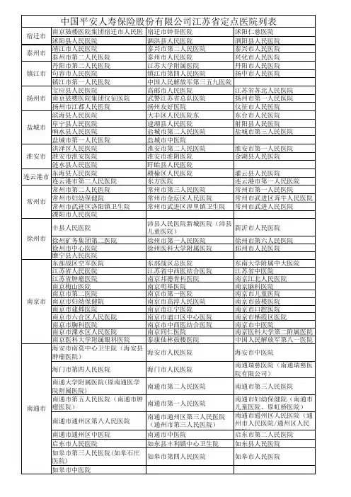 双录使用：平安江苏省定点医院表