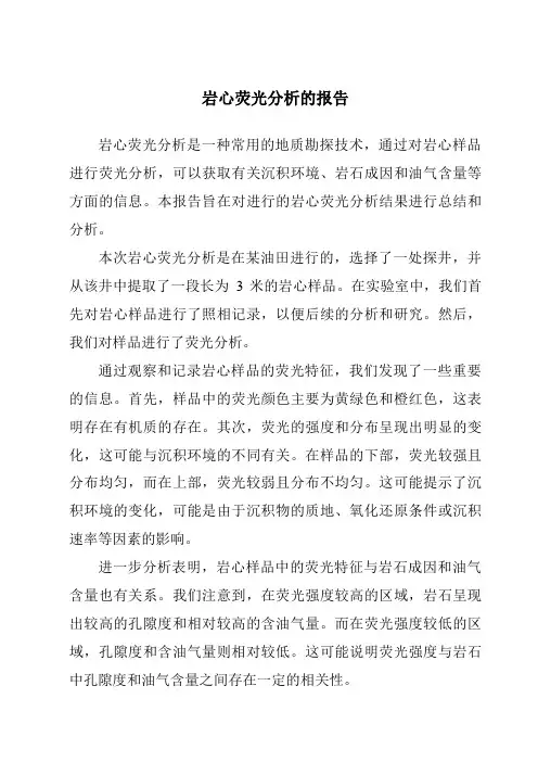 岩心荧光分析的报告