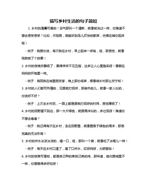 描写乡村生活的句子简短