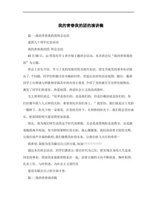 我的青春我的团的演讲稿