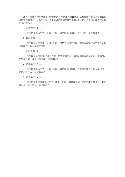 超声半定量评分标准