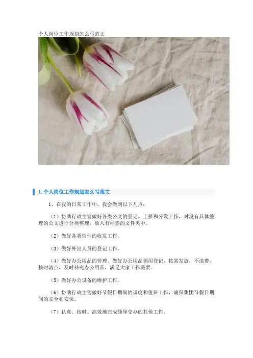 个人岗位工作规划怎么写范文 